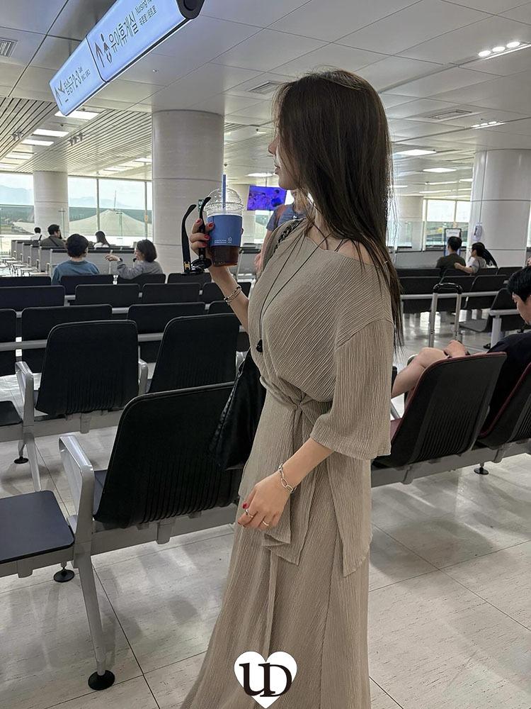 uD*디어주름슬릿티셧