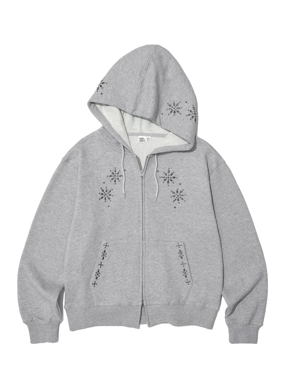 [WOMEN] WESTERN GEMSTONE HOODIE ZIP-UP_MELANGE