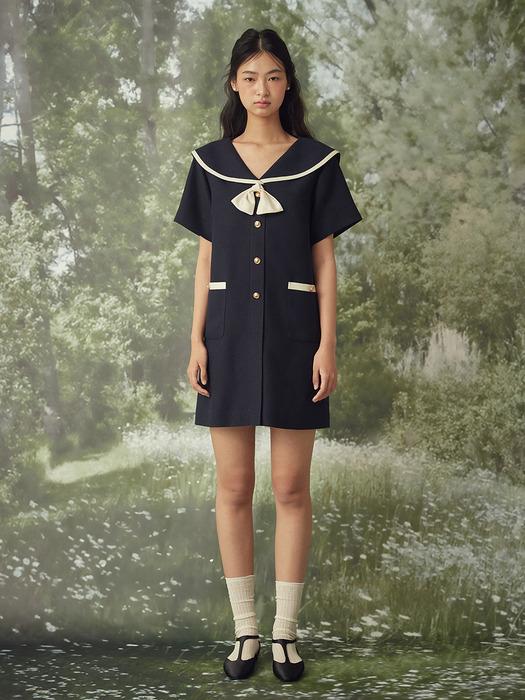 BINDING MINI DRESS - NAVY