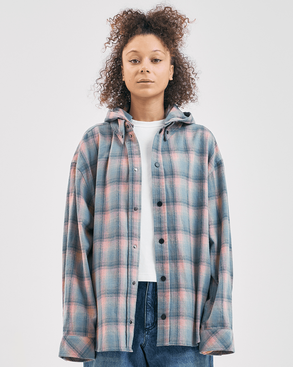 Multi Check Over Hood Shirt_Mint