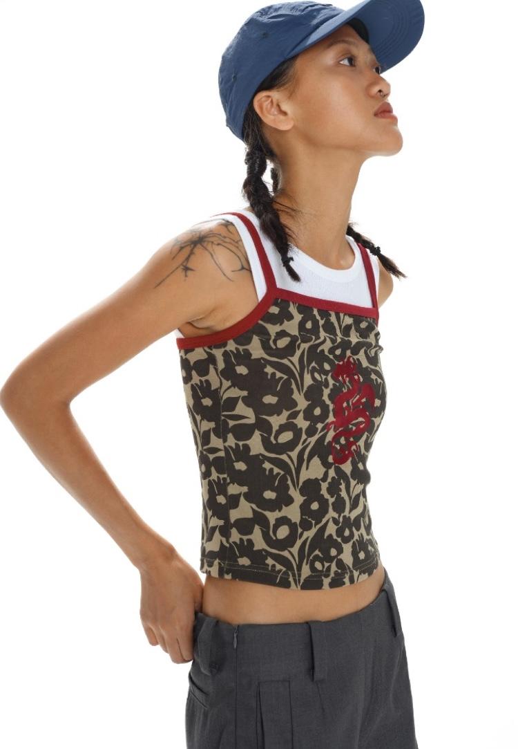 OINIMI Dragon Print Pattern Camisole Top