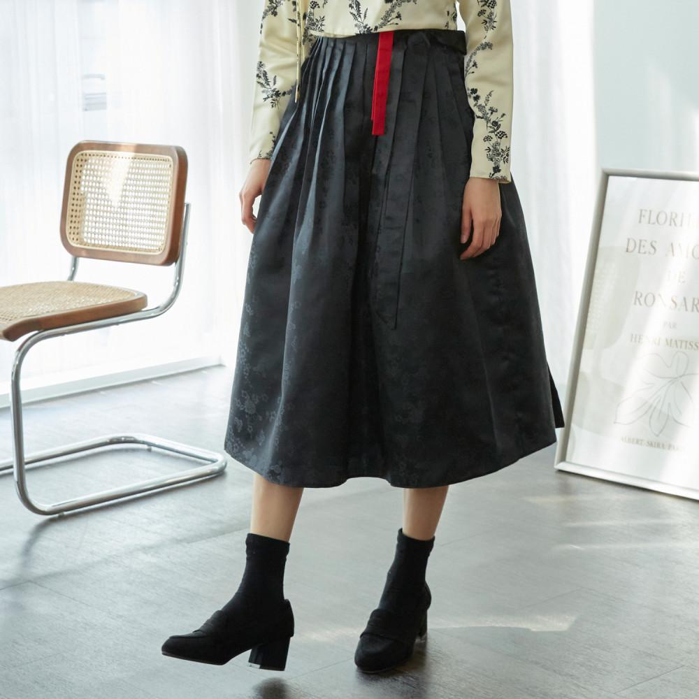 생활한복 양단 밤모란 검정 어깨치마 허리치마 선택 원피스