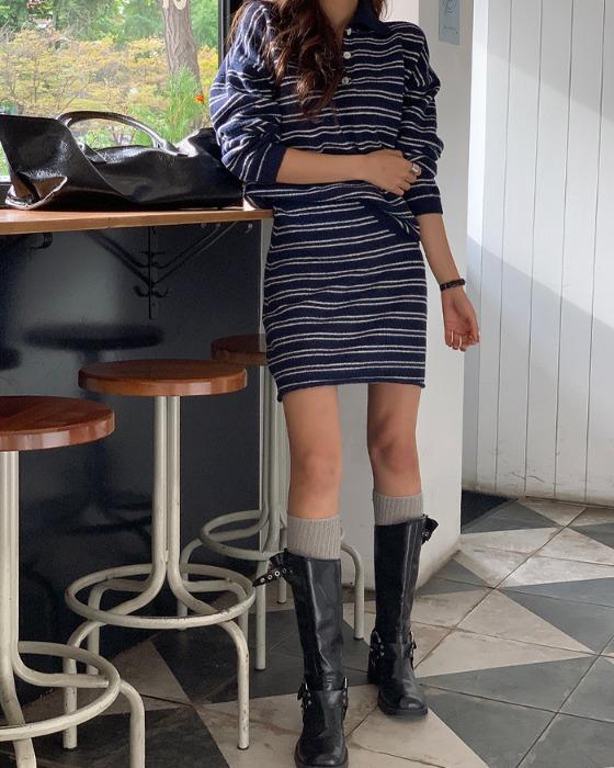 레브와 니트 스커트 SET