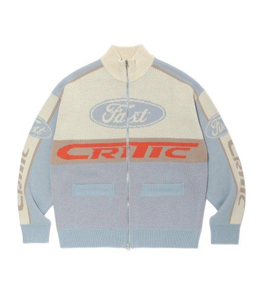 RACING ZIP-UP KNIT SKY BLUE