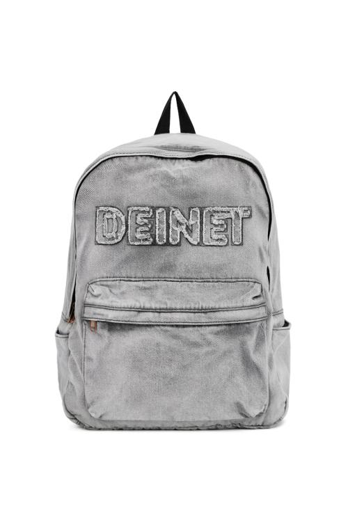 DEINET LOGO DENIM BACKPACK IN BLACK