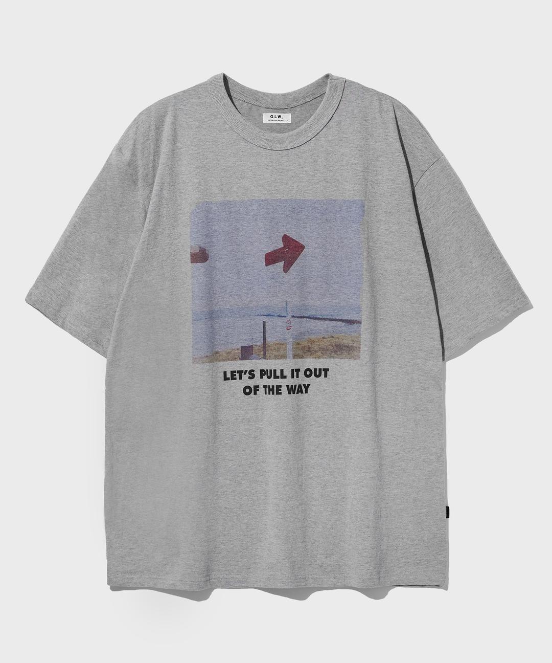 오버핏 리드 그래픽 티셔츠 그레이