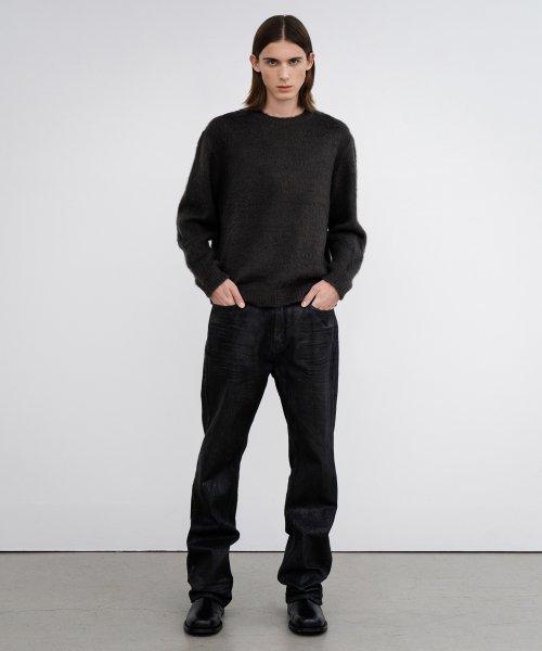 왁스 코팅 데님 팬츠 BLACK