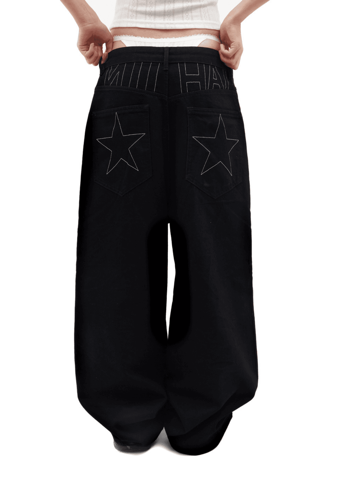 BAGGY JEANS IN BLACK - Black / XS