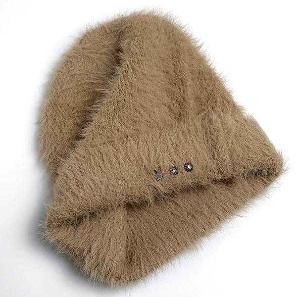 Half moon aisoe long hair beanie (beige)