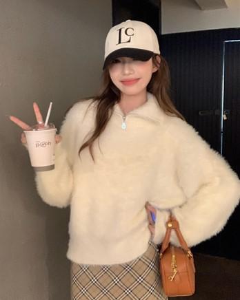 [Jane] 퍼 집업 풀오버 니트/ 1Color