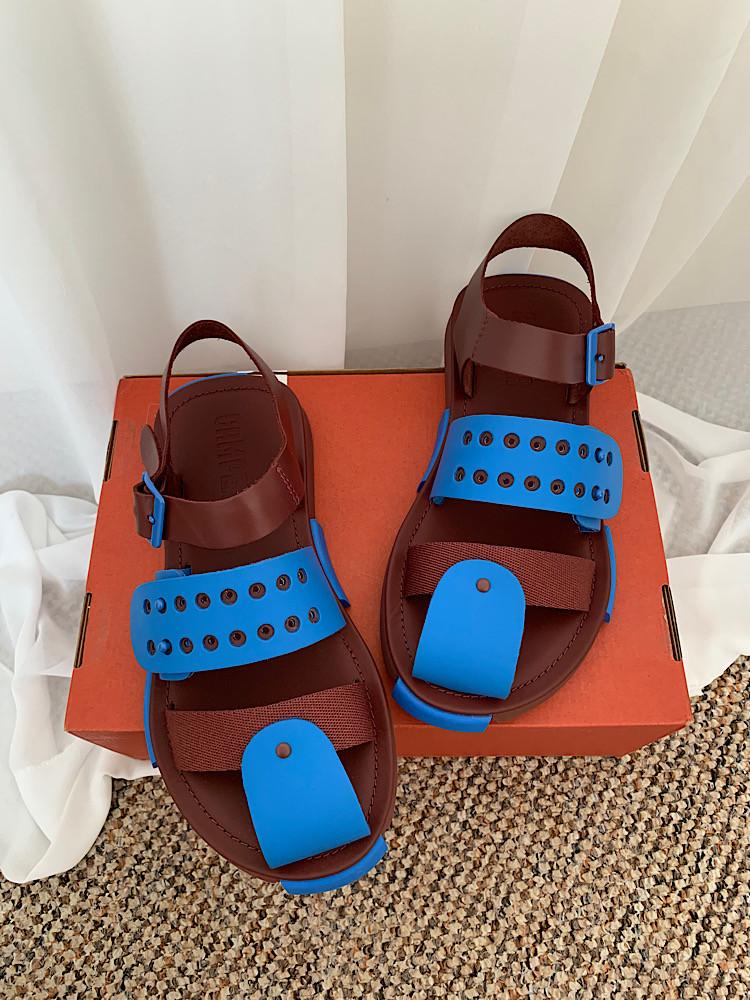 캠퍼 스트랩 레더 샌들(2col)