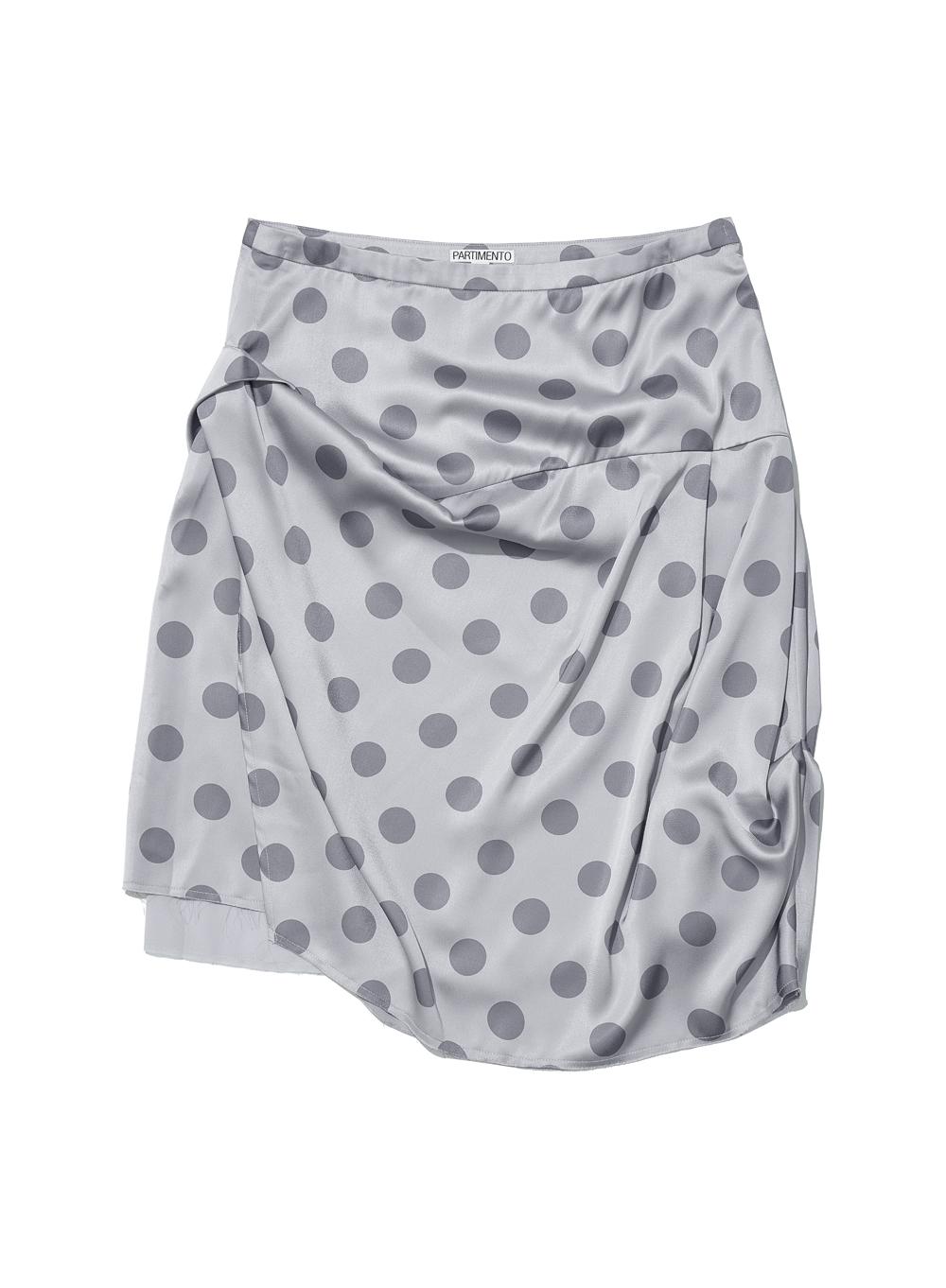 [WOMEN] DOT ALL-OVER PRINTED DRAPE MIDI SKIRT_LIGHT GREY