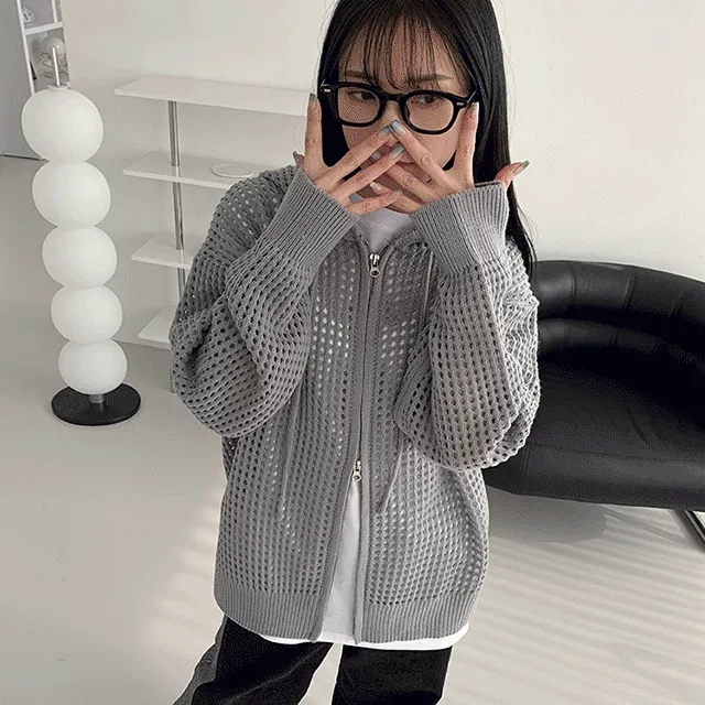 [MADE/UNISEX] 먼츠 네트 투웨이 후드집업