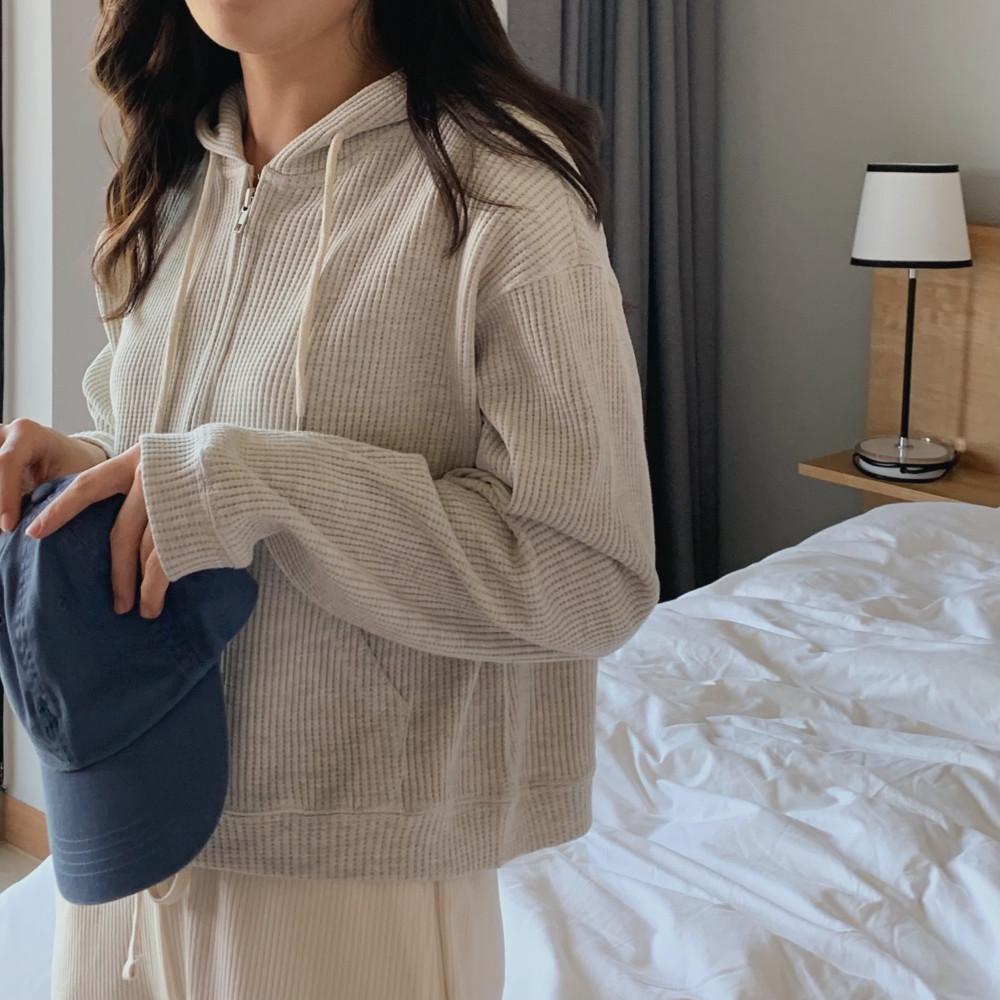 (당일) HAUS 하어스 와플 후드집업 (3 color) 크롭 후드티 하우스