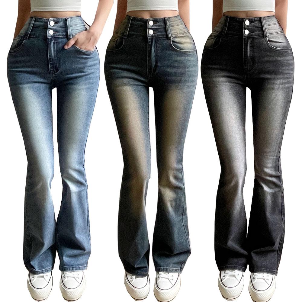 제이닝 ✨3일특가✨[숏,미디,롱/골반뽕❤/5col/당일] 제이닝 140/150/160 골반볼륨 캣브러쉬 워싱 투버튼 스판 청바지 하이웨스트 빈티지 데님 부츠컷 팬츠 당일