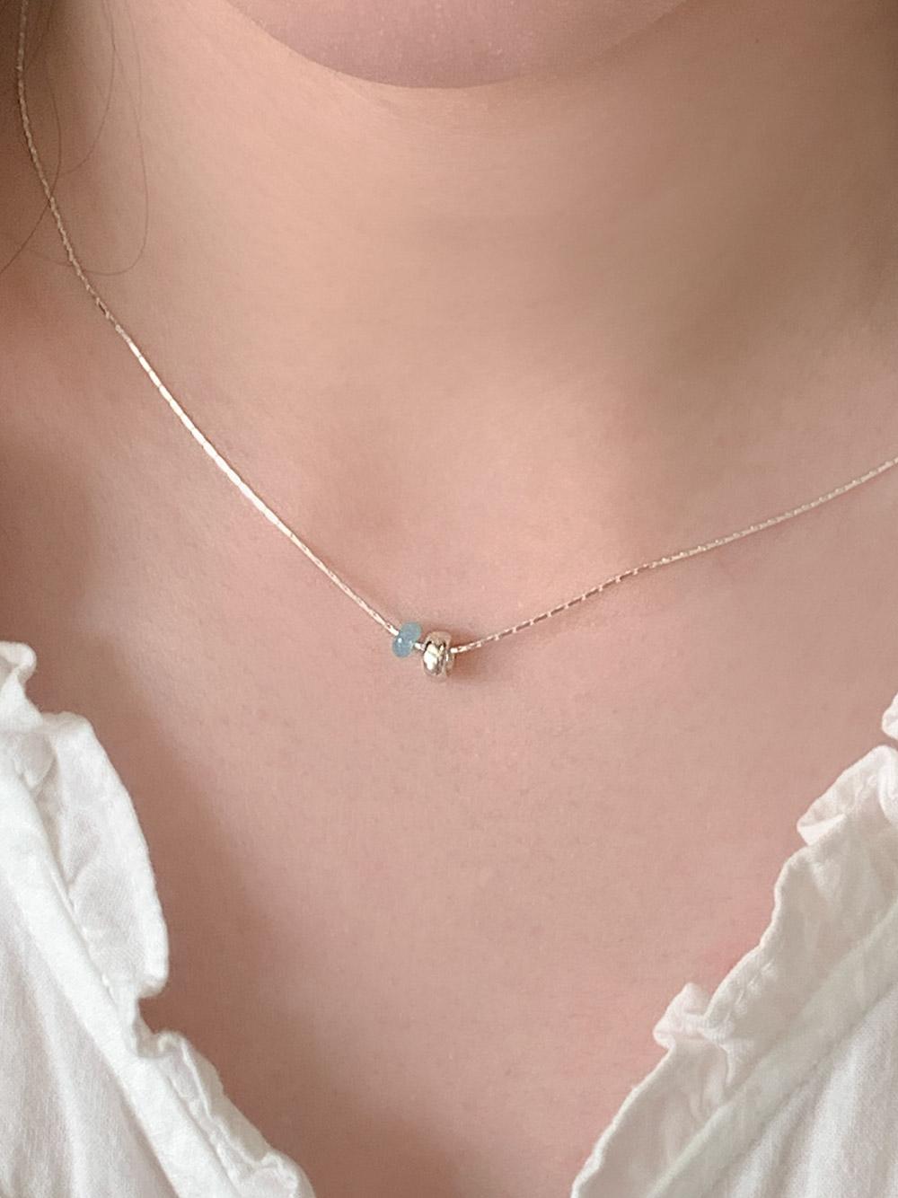 오브앤베리 🌴여름데일리🌴925실버 수정 원석 데일리 뱀줄 목걸이 (2 color)