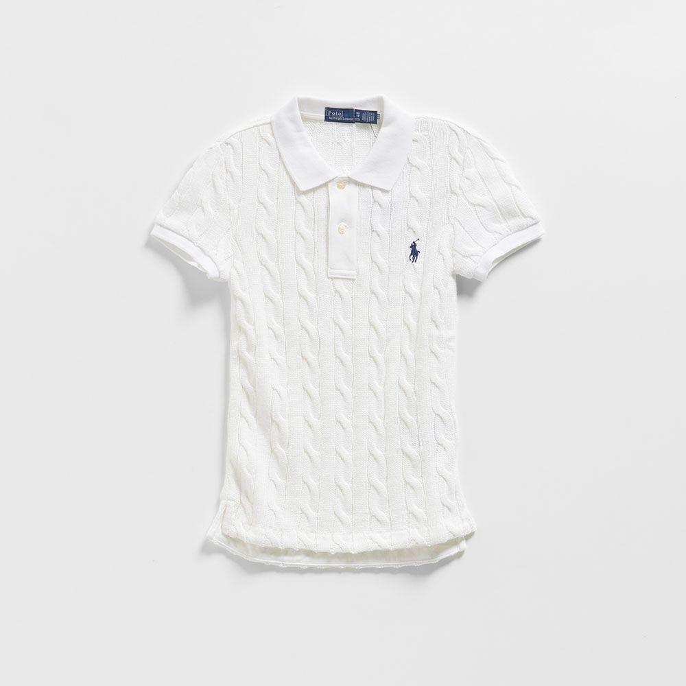 여성용 케이블 니트 폴로 셔츠 (WHITE)