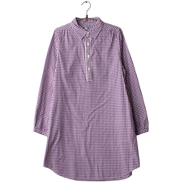 BEAMS HEART빈티지하프버튼코튼체크셔츠원피스 / Women FREE