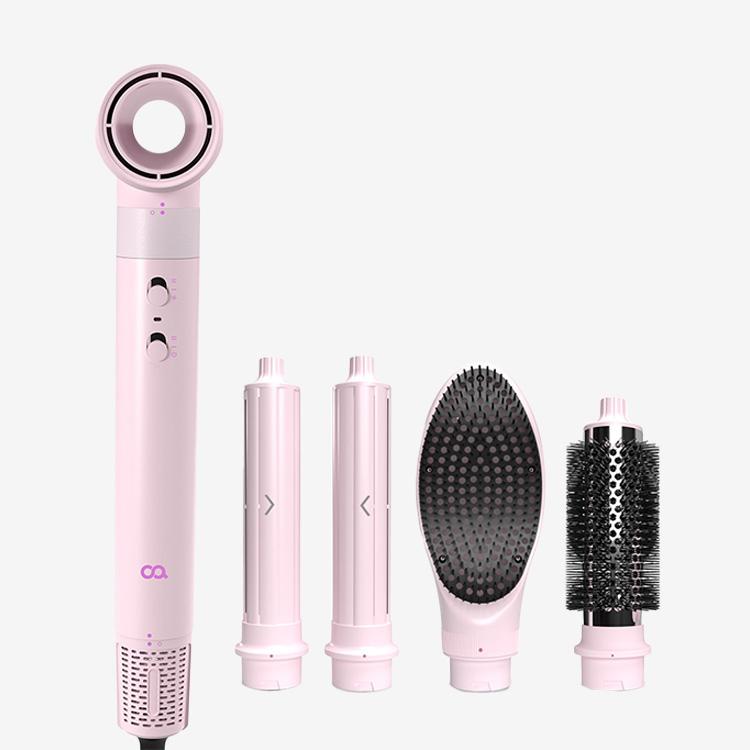 4in1 에어셋 멀티 헤어 스타일러 봉 고데기 드라이기 핑크