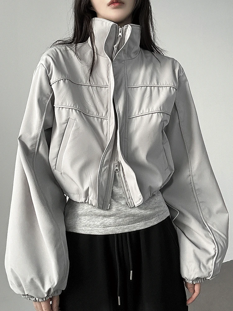 [quality/도톰] 하이넥 파이핑 고프코어 루즈핏 스트링 바람막이 점퍼 3color