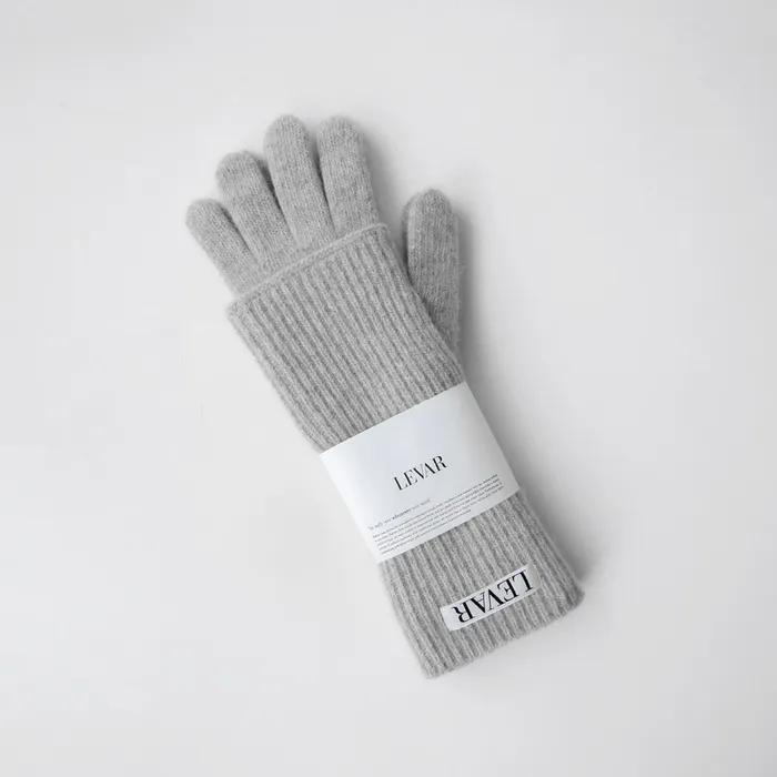 Warmer Layered Wool Knit Gloves - Melange Grey