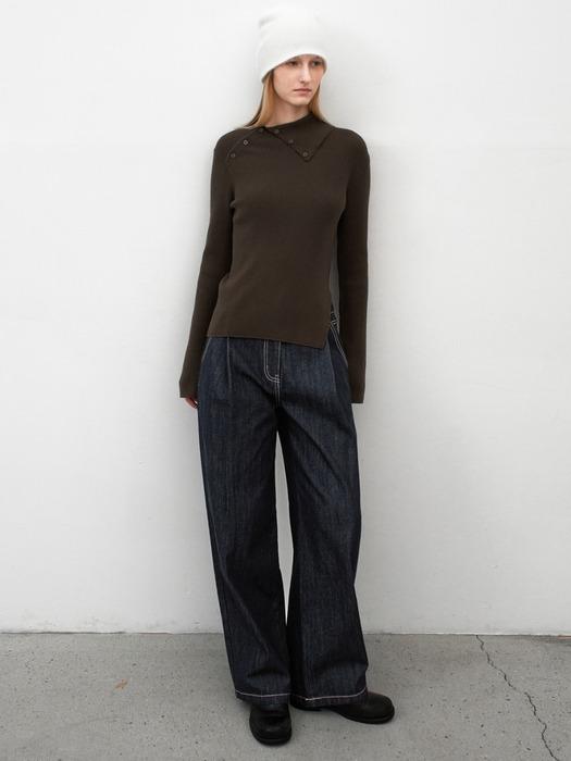 STITCH TUCK WIDE DENIM PANTS (PT-5732)