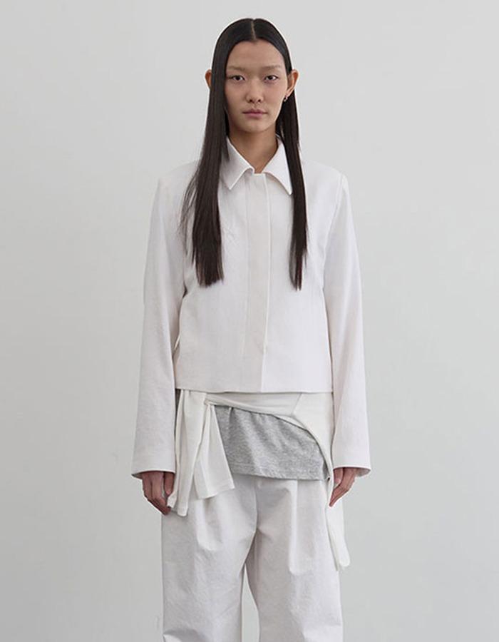 REPOS) LINEN COTTON JACKET (WHITE)