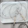 Silver Rim glass oval plate