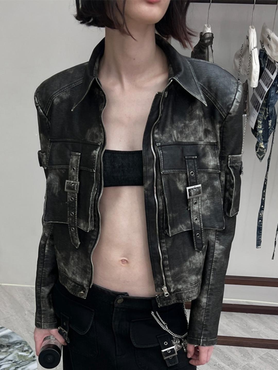 24ANS Leather Jacket 크롭자켓 빈티지 가죽 자켓 점퍼 기장선택 (2type)