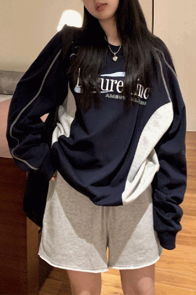 [아방핏/체형커버/데일리템]르시 맨투맨 오버핏맨투맨 (2colors)