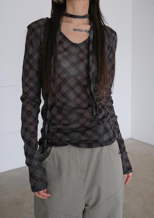 check scarf tee (2color)
