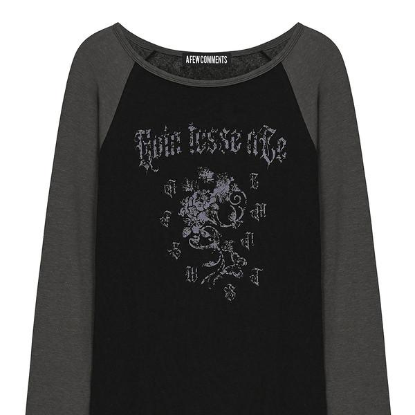 Sheer raglan long sleeve top black charcoal