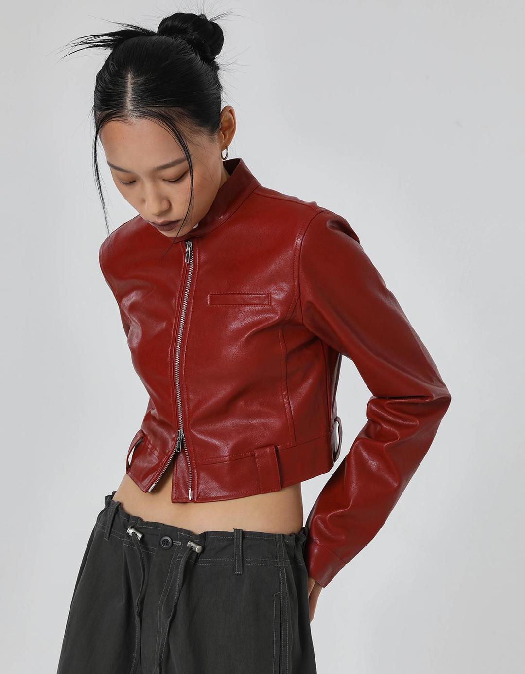 [MADE] 케닐 크롭 레더자켓