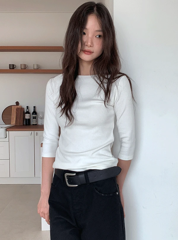 BOAT NECK CAPRI SLEEVE TEE (5C)