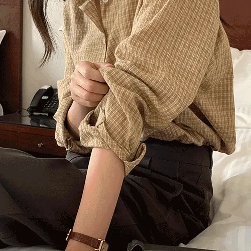 스탠드 체크 셔츠 (nb)