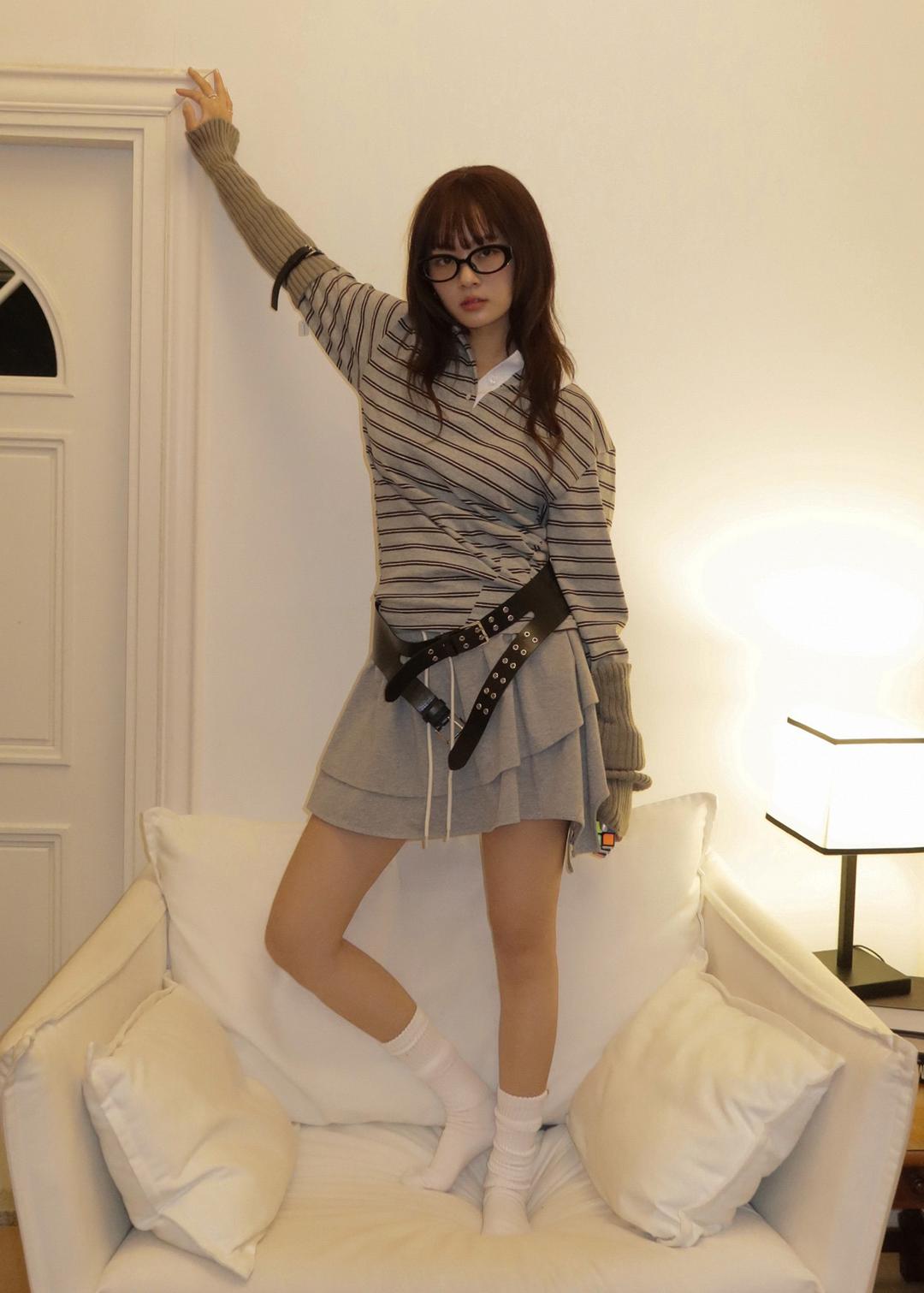 COLLAR JERSEY TOP (GREY)