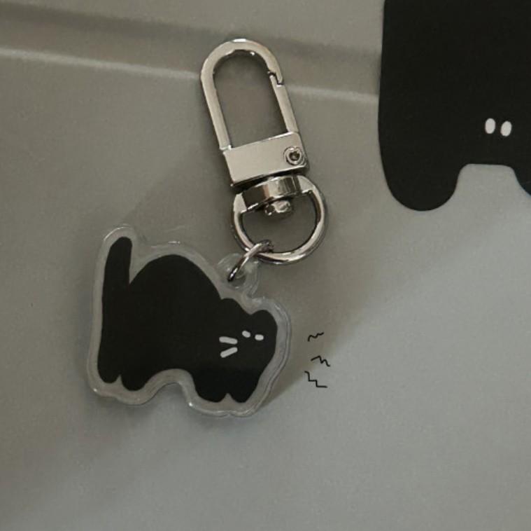 [스탠딩츄] black cat keyring 잔뜩 화난 깜장 고양이 키링