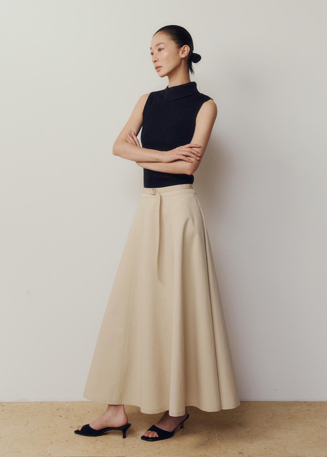 디안 벨티드 플레어 스커트