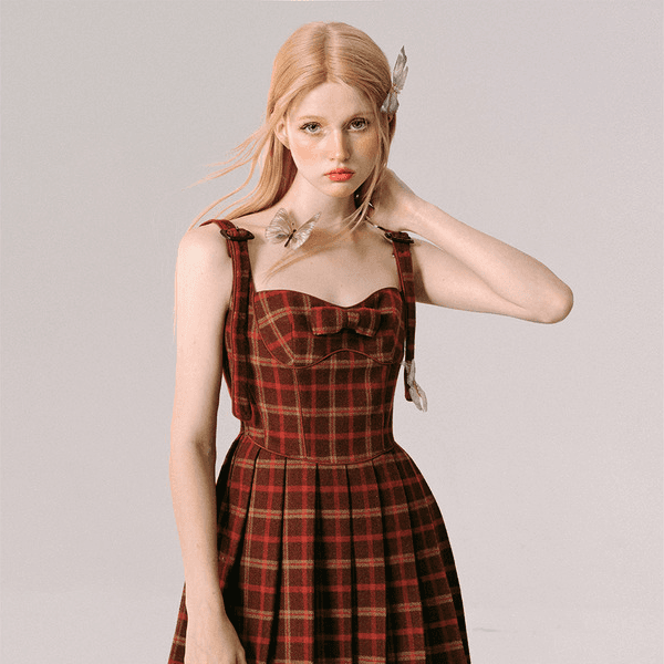 Red Plaid Suspender Dress