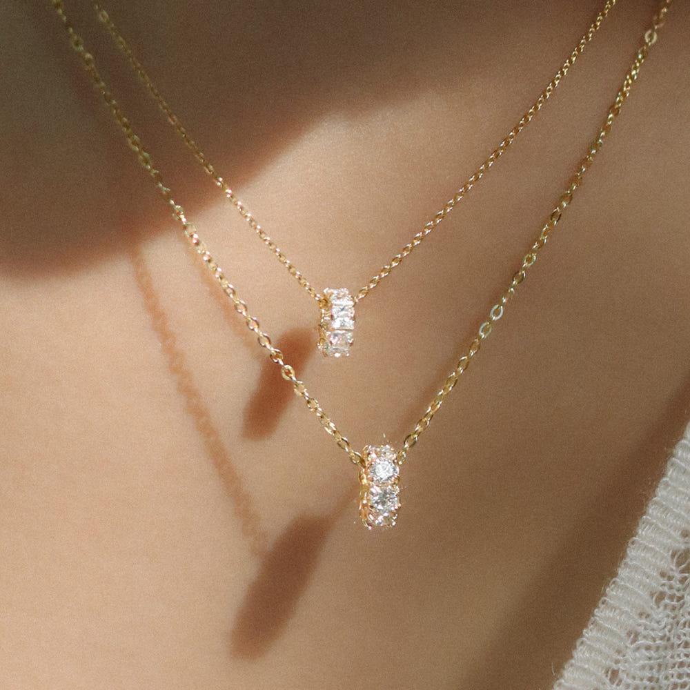 링목걸이 데일리목걸이 14k큐빅목걸이