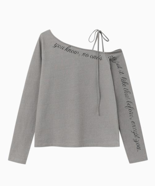 드롭즈 원숄더 레터링 슬리브 - 라이트그레이