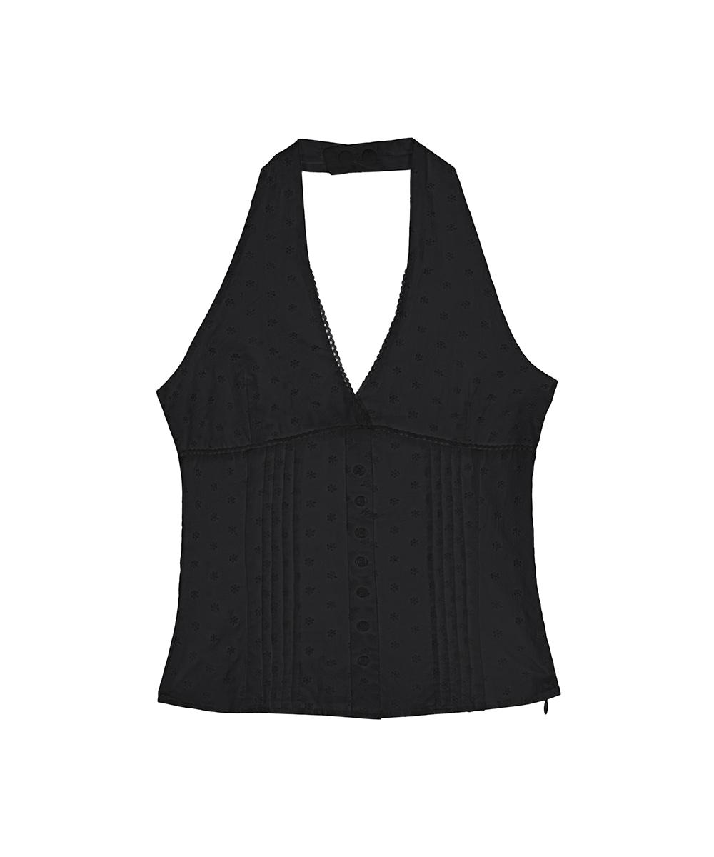 Flower Halter Blouse [Black]