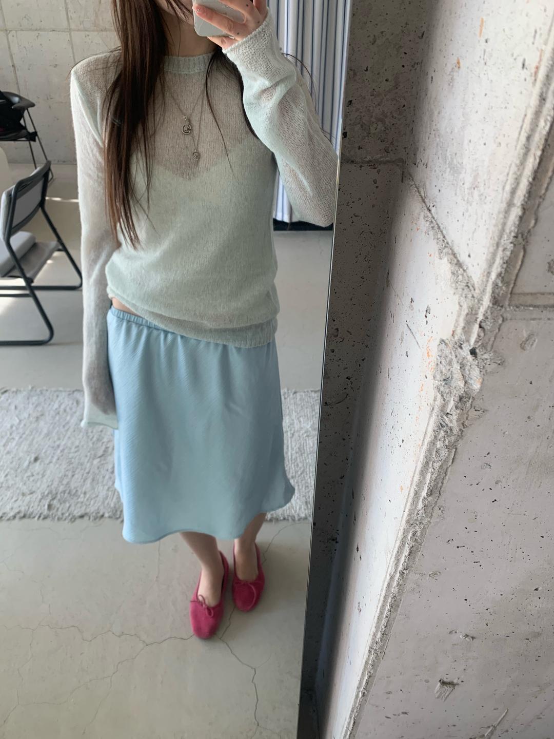 피핀샵 5-7일 소요 피핀샵 ppinshop 벤 새틴 스커트 (2col)