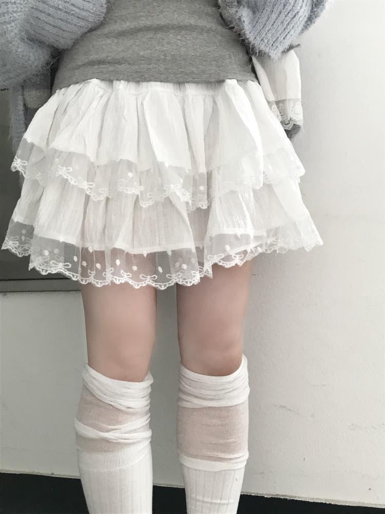 샤인 로맨틱 도트 쉬폰 캉캉 스커트(3color)