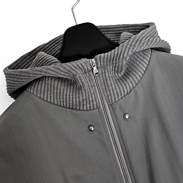 Neffer western knit docking nylon hoodie zipup (gray)