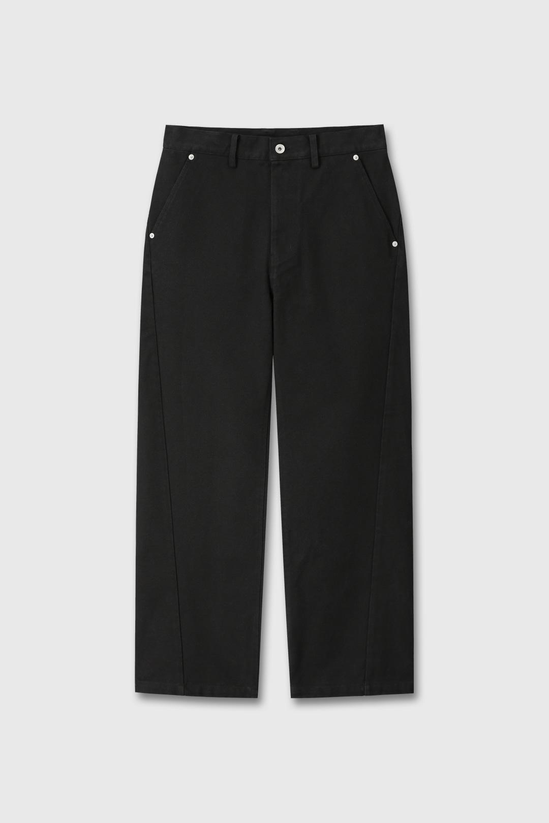 Curved seam trousers(Washed black)