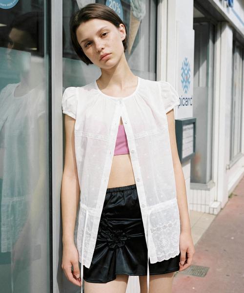 Eyelet Layered Blouse (White)
