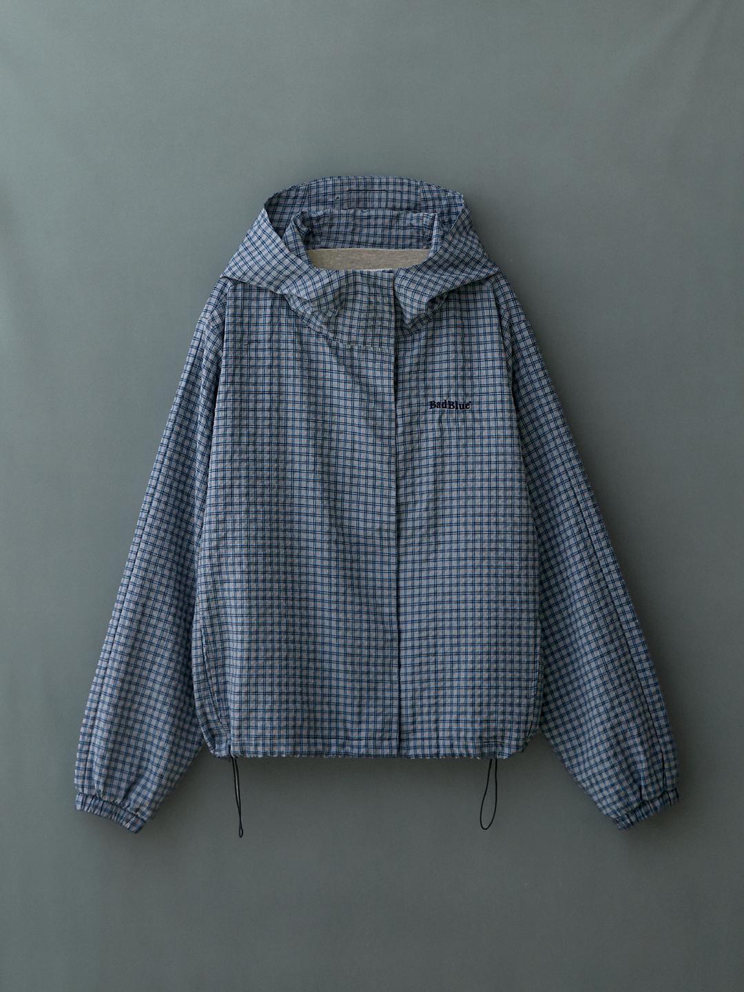 Check Hoodie Jacket Blue