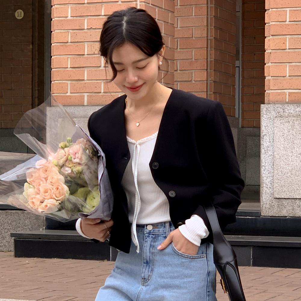 [자체제작] 페보리 노카라 크롭 숏 자켓 (당일 2c)