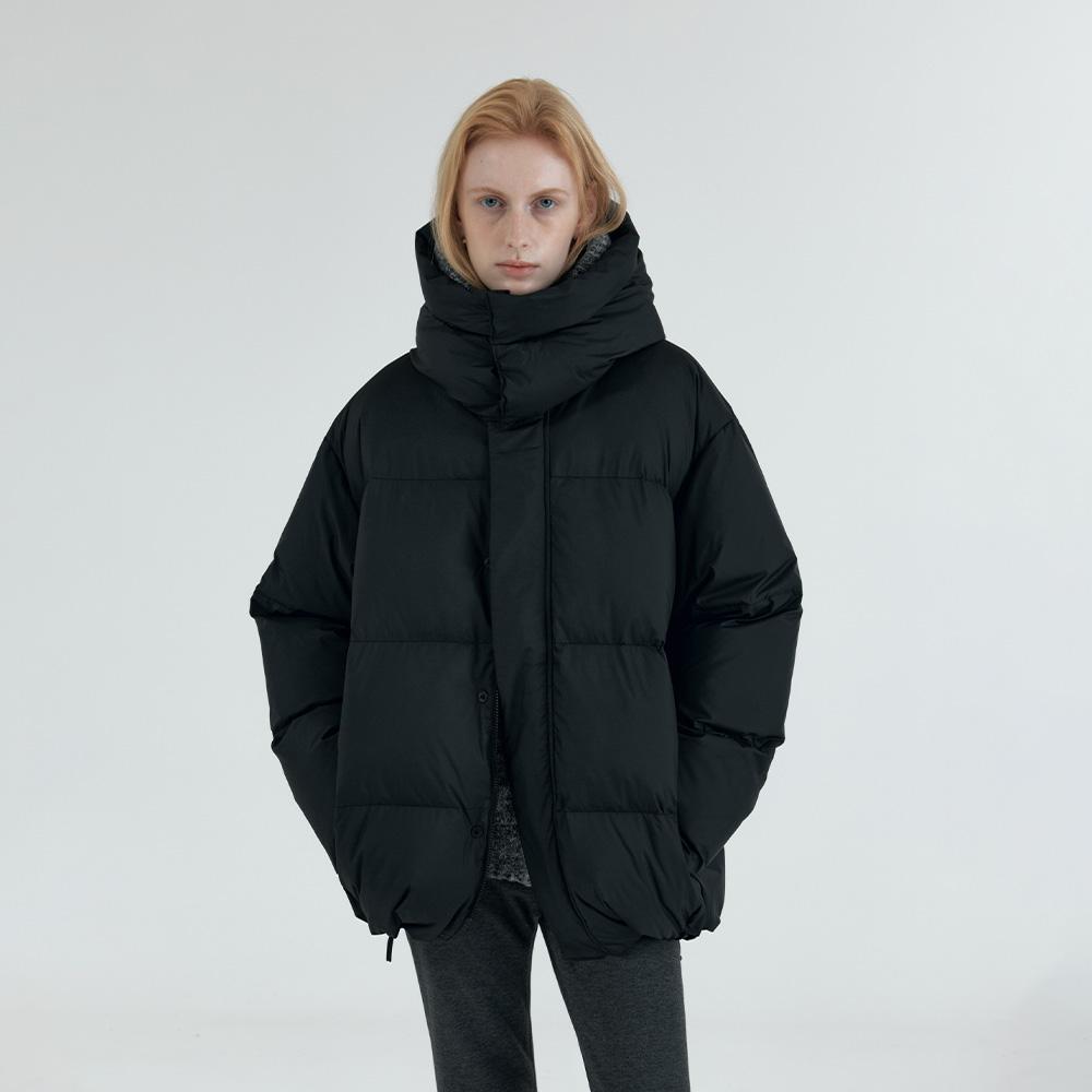 SIOT4176 덕다운 오버 핏 후드 패딩_Black